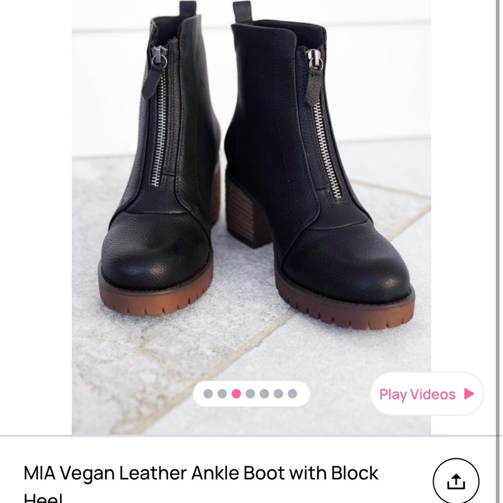 MIA Black Ankle Boots with Brown Block Heel